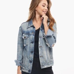 ABLE Merly Jean Jacket Women's Size Small Blue Distressed